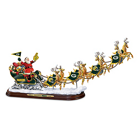 A Packers Merry Christmas! Green Bay Packers Santa Claus Sleigh Sculpture