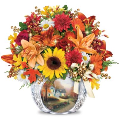 Floral Arrangement: Thomas Kinkade Autumn's Golden Glow Table Centerpiece