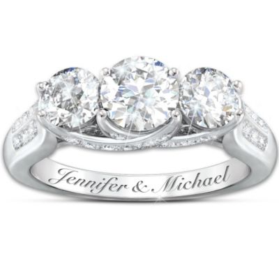 Ring: Diamonesk Personalized Platinum-Plated Sterling Silver Bridal Ring