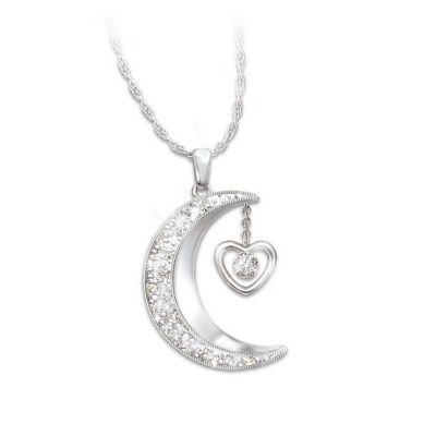 Women's Necklace: Love To The Moon And Back Diamond Pendant Necklace