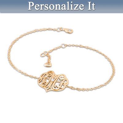 Bracelet: Daughter, I Love You Personalized Monogram Genuine Diamond Bracelet