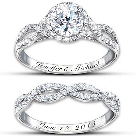 Ring Set: Entwined Diamonesk Personalized Bridal Ring Set