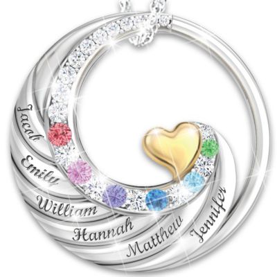 Necklace: Family Circle Of Love Personalized Sterling Silver Pendant Necklace