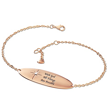 A Touch Of Heaven Engraved Copper Healing Diamond Bracelet