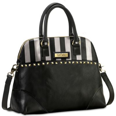 Bob Mackie Beverly Hills Womens Leather Satchel Handbag With Removable Shoulder Strap