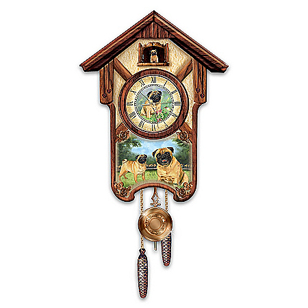 Cuckoo Clock: Playful Pugs Cuckoo Clock