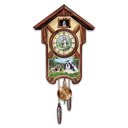 Cuckoo Clock: Spirited Shih Tzus Cuckoo Clock