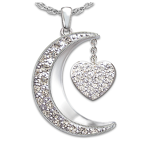 Necklace: I Love My Family To The Moon And Back Personalized Diamond Pendant Necklace
