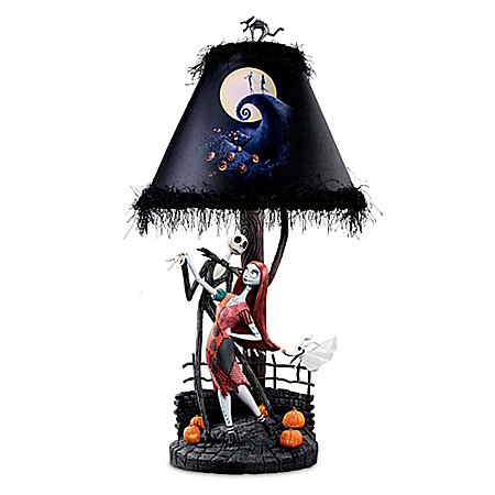 Tim Burtons The Nightmare Before Christmas Moonlight Table Lamp With Jack, Sally And Zero
