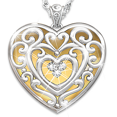 Glowing With Beauty Diamond Heart-Shaped Pendant Necklace