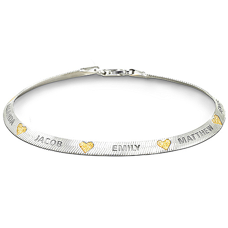 Family Blessings Personalized Herringbone-Style Bracelet