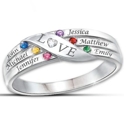 Womens Ring: Love Holds Our Family Together Personalized Diamond Ring