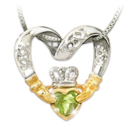 Irish Love Heart-Shaped Claddagh Pendant Necklace