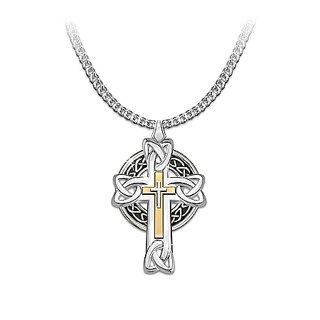 Necklace: Celtic Inspiration Mens Cross Pendant Necklace