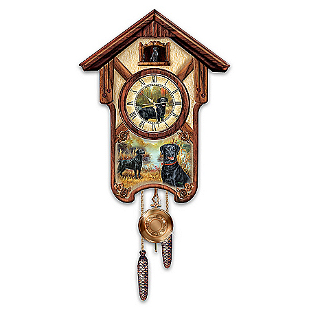 Cuckoo Clock: Boisterous Black Labs Cuckoo Clock