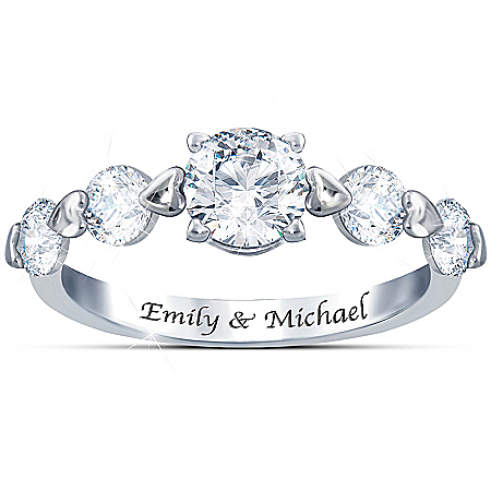 Romance Personalized Sterling Silver Ring With Five White Topaz