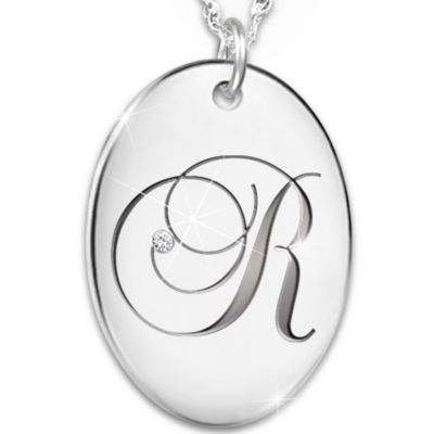 Necklace: Precious Daughter Personalized Genuine Diamond Initial Pendant Necklace