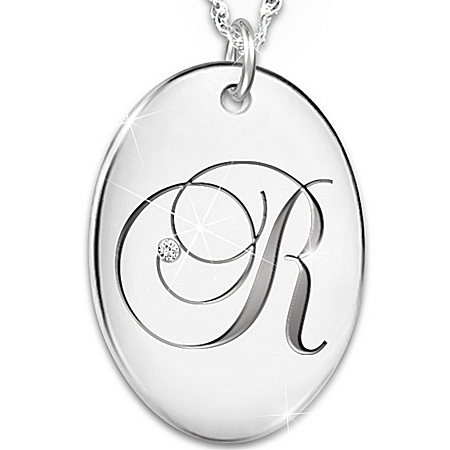 Necklace: Precious Daughter Personalized Genuine Diamond Initial Pendant Necklace