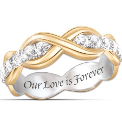 18K Gold-Plated Love Is Forever Ring With White Sapphires
