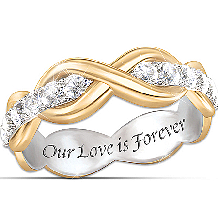 18K Gold-Plated Love Is Forever Ring With White Sapphires