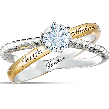 Handcrafted Everlasting Love Personalized Ring With White Topaz