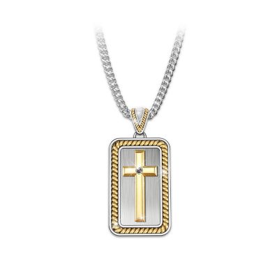 Necklace: Strength In God Men's Cross Pendant Necklace