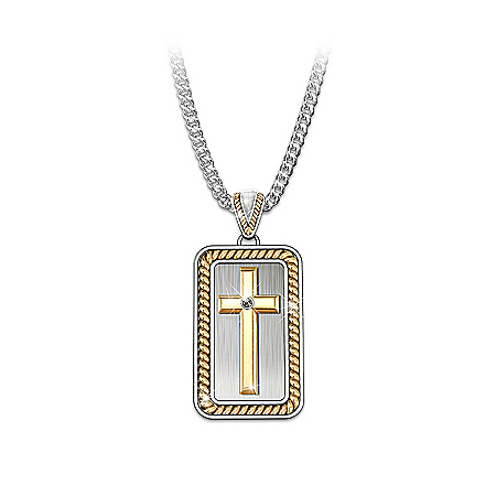 Necklace: Strength In God Men's Cross Pendant Necklace