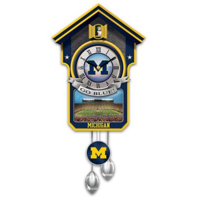 Michigan Wolverines Handcrafted Cuckoo Clock With Sound