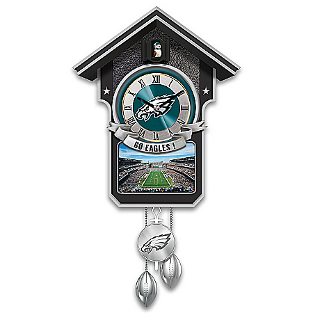 NFL-Licensed Philadelphia Eagles Cuckoo Clock Featuring Bird With Helmet