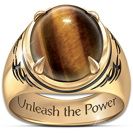 Ring: Genuine Tiger's Eye Stone Mens Ring