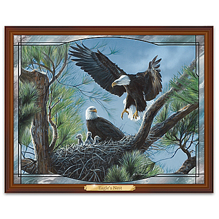 Eagle's Nest Illuminated Stained Glass Wall Decor