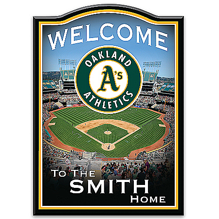 Welcome Sign: Oakland Athletics Personalized Family Welcome Sign