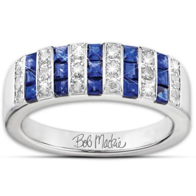 Ring: Bob Mackie Blue And Bold Diamonesk Women's Ring