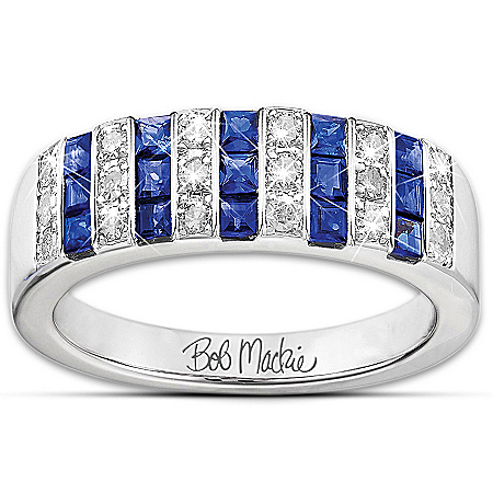 Ring: Bob Mackie Blue And Bold Diamonesk Women's Ring