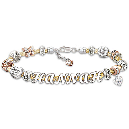 Bracelet: The Name In My Heart Beaded Cable Personalized Granddaughter Bracelet