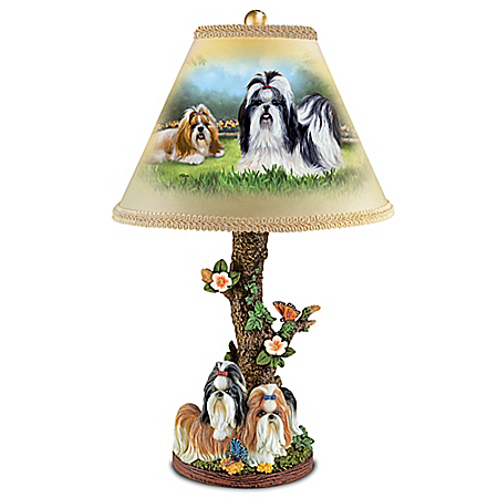 Linda Picken Spirited Shih Tzus Handcrafted Accent Lamp
