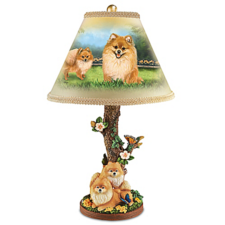 Linda Picken Pretty Pomeranians Handcrafted Accent Lamp