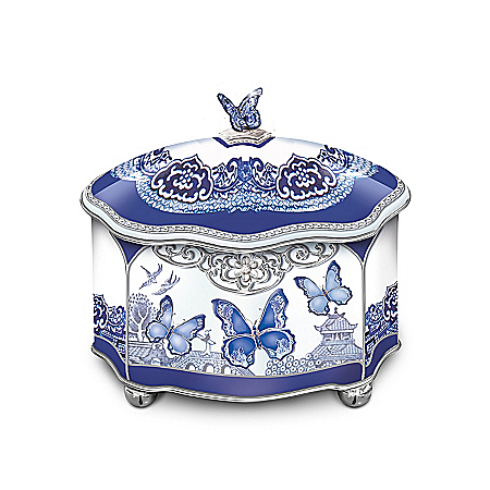 Blue Willow-Inspired Flights Of Love Butterfly Music Box