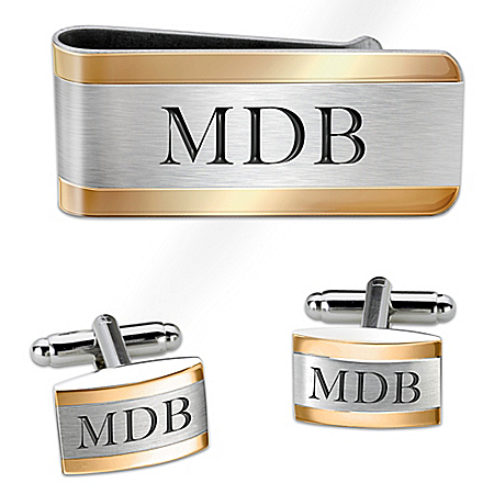Cuff Links And Money Clip Personalized Mens Accessory Set