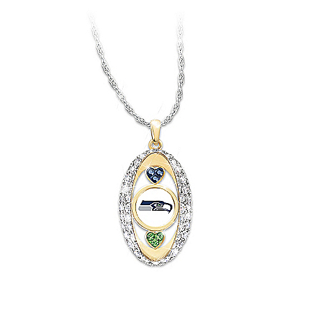 Necklace: For The Love Of The Game Swarovski Crystal Seattle Seahawks Pendant Necklace