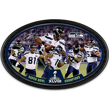 Collector Plate: Seattle Seahawks Super Bowl XLVIII Champions Oval Collector Plate