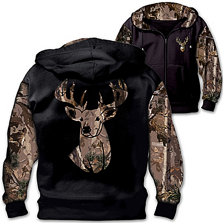 10-Point Buck Mens Zip Up Camo Hoodie