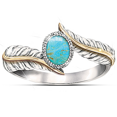 Free Spirit Genuine Turquoise Cabochon Sterling Silver Womens Ring