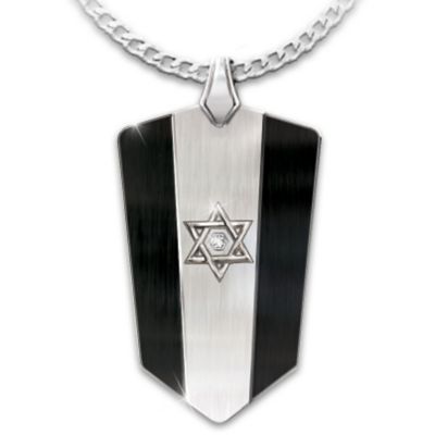 Star Of David Personalized Diamond Mens Pendant Necklace