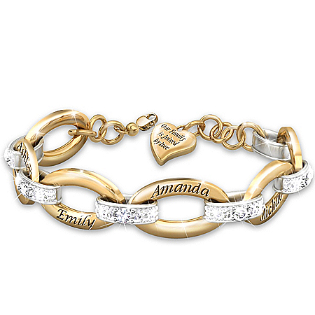 Joined By Love Personalized 18K Gold-Plated Diamond Bracelet