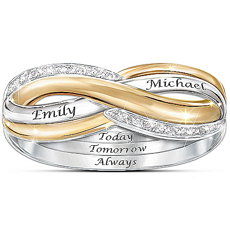 Sterling Silver Forever Love Personalized Infinity Diamond Ring
