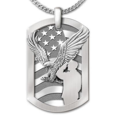 Service Before Self Stainless Steel Mens Dog Tag Pendant Necklace