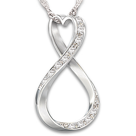 Forever My Granddaughter Diamond Sterling Silver Infinity Pendant Necklace