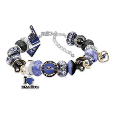 Fashionable Fan Officially Licensed Baltimore Ravens Beaded Charm Bracelet