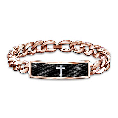 Power Of Faith Mens Copper Healing Diamond Bracelet